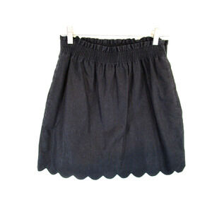 J. by J. Crew Black Linen Blend Scalloped Edge Sidewalk Skirt Women Sz 6